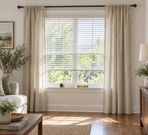 how to hang curtains over blinds
