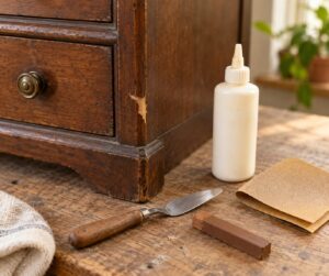 how to repair veneer chipping on an old dresser
