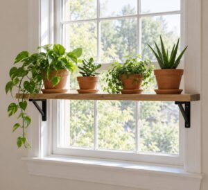 how to make a plant shelf in a window
