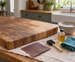 how to make a butcher block counter look new