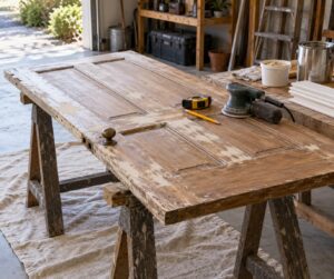 how to turn an old door into a headboard