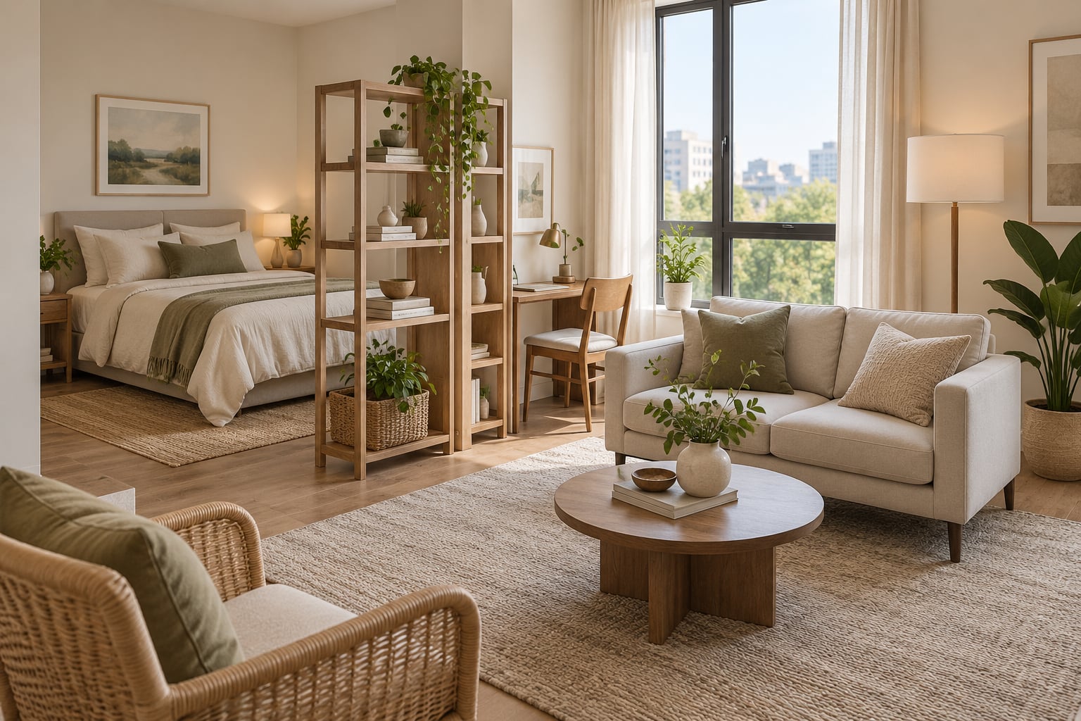 how to divide a studio apartment into zones