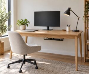 how to hide cords on a desk