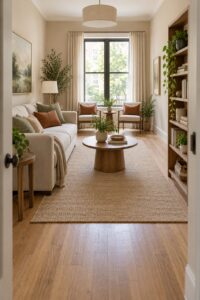 how to arrange furniture in a long narrow room