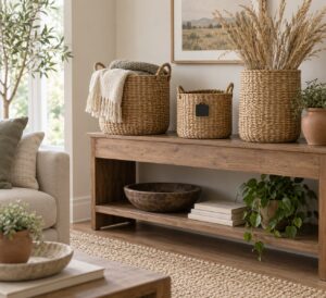 how to use baskets for storage and decor