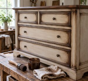 how to antique furniture with glaze