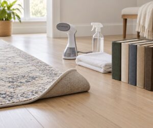 how to flatten a new rug that curls