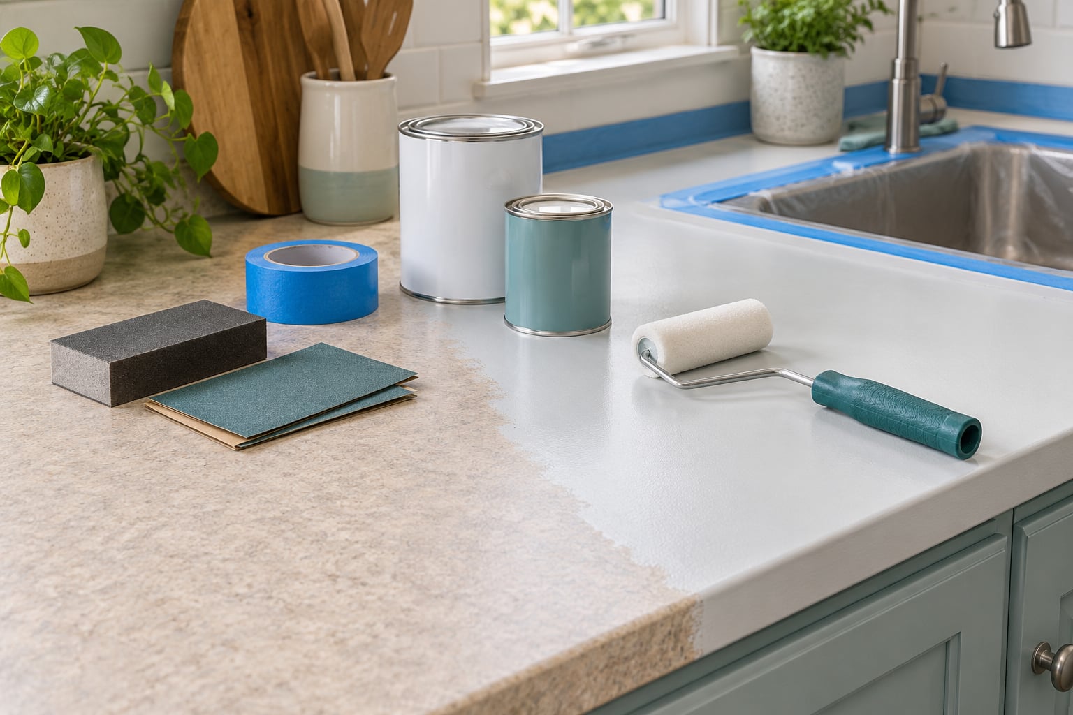 how to paint a laminate countertop