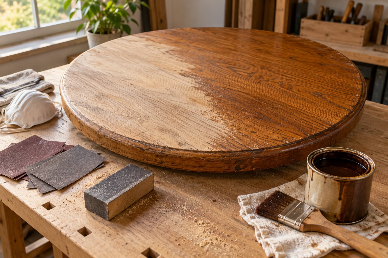 how to refinish a wood table top