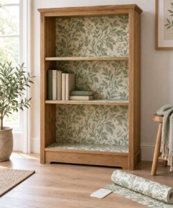 how to use wallpaper inside bookshelves