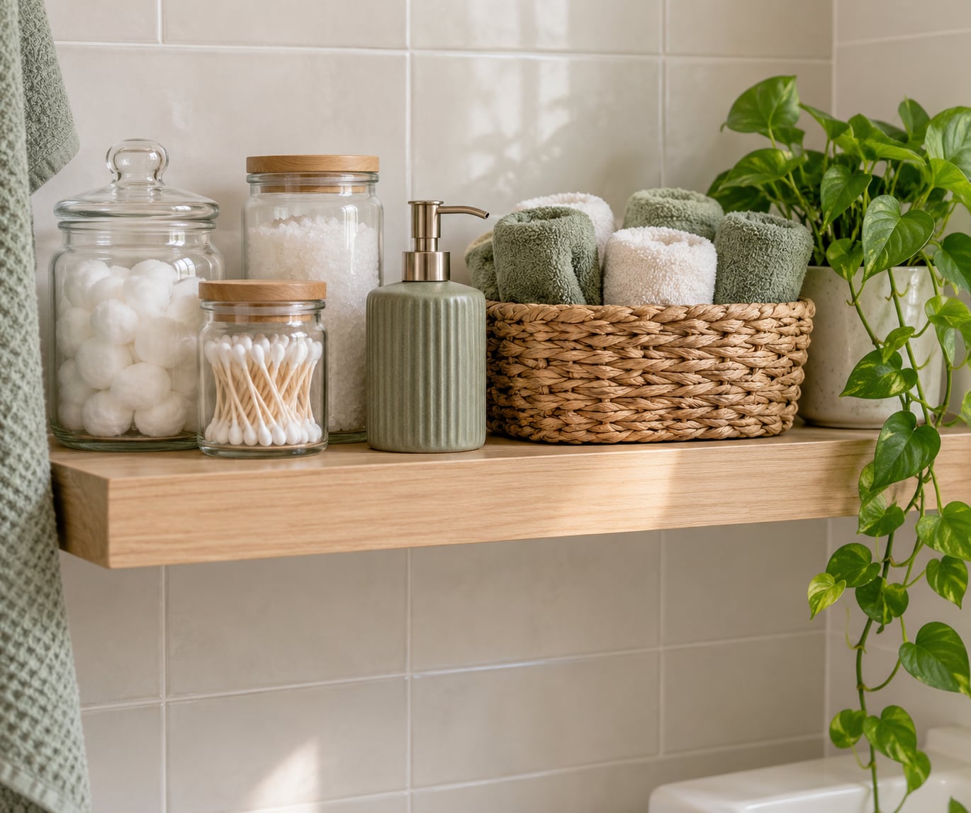 how to style a bathroom shelf