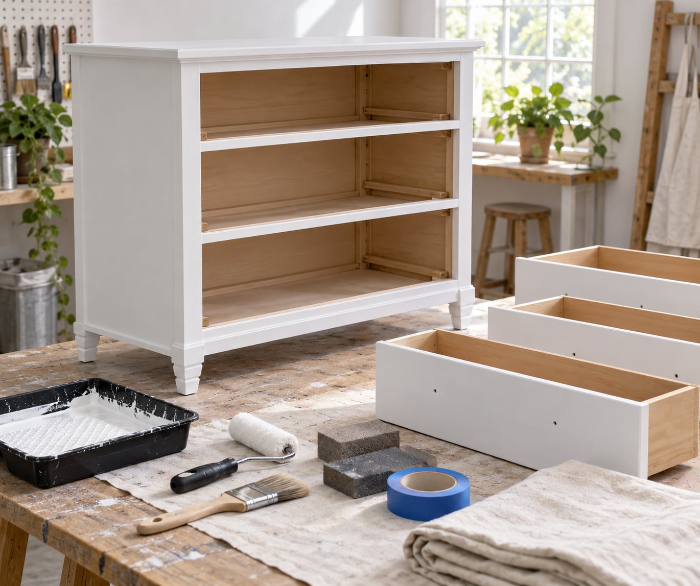 how to paint a dresser white without brush marks