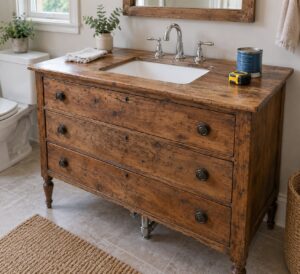 how to turn a dresser into a bathroom vanity