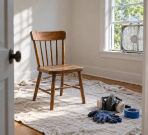 how to spray paint furniture indoors safely