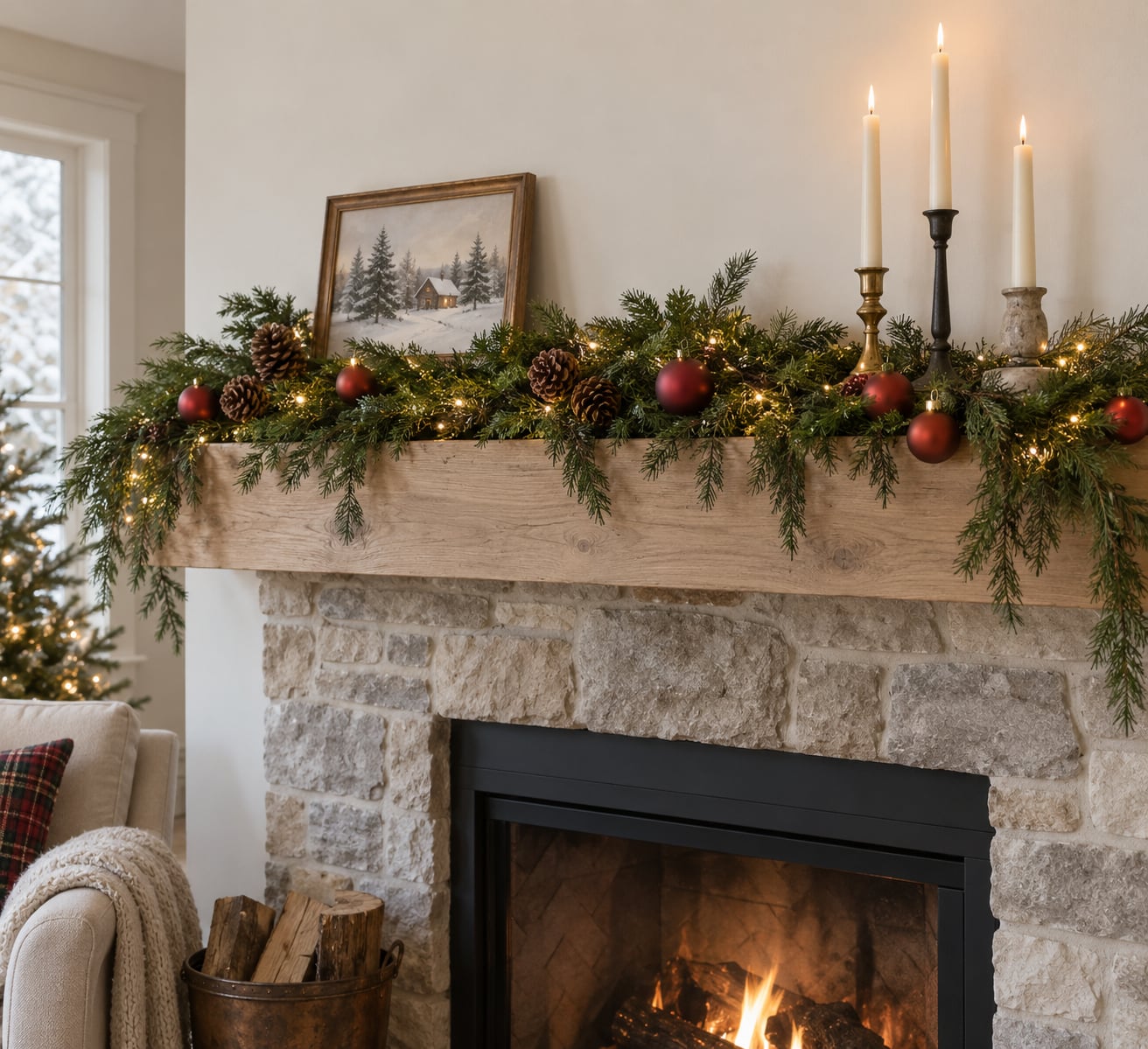 how to decorate a mantel for christmas