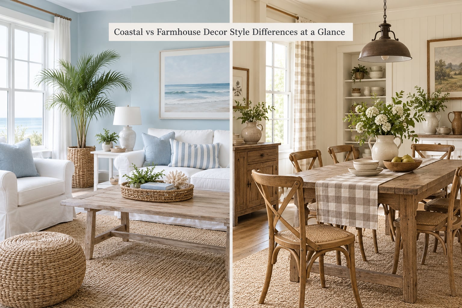 Coastal vs Farmhouse Decor Style Differences at a Glance