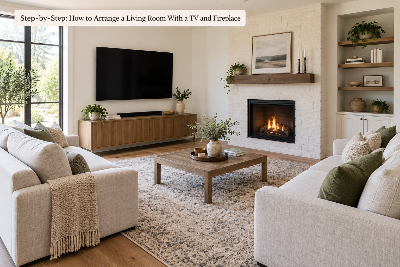 Step-by-Step: How to Arrange a Living Room With a TV and Fireplace