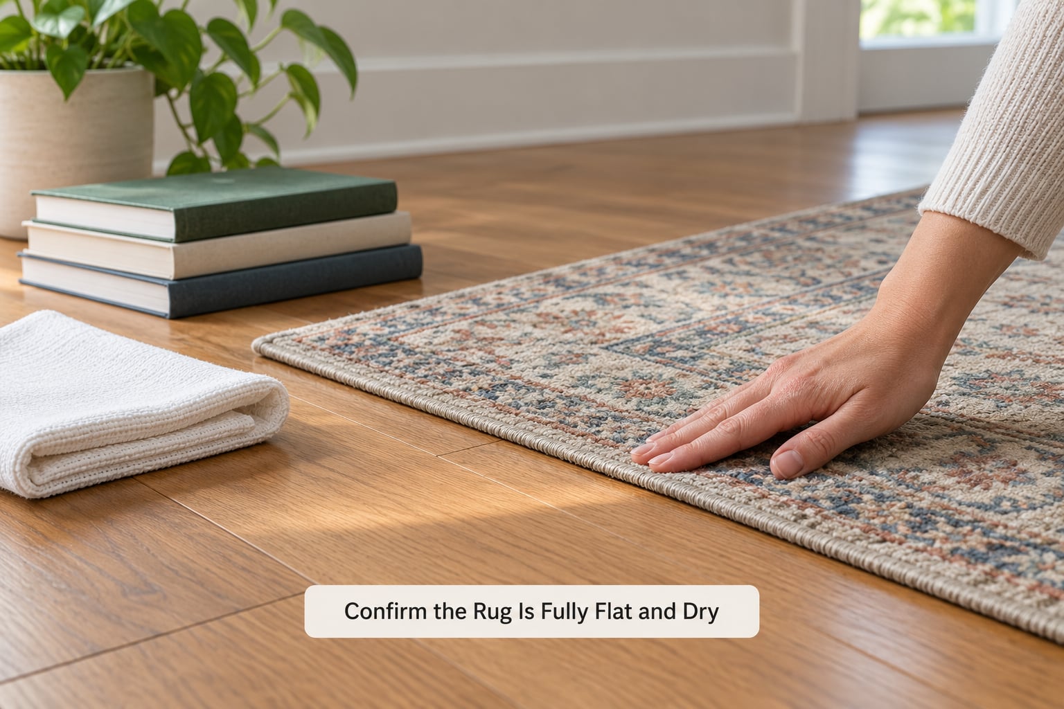 Confirm the Rug Is Fully Flat and Dry