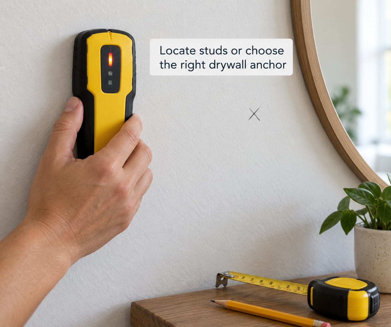 Locate studs or choose the right drywall anchor