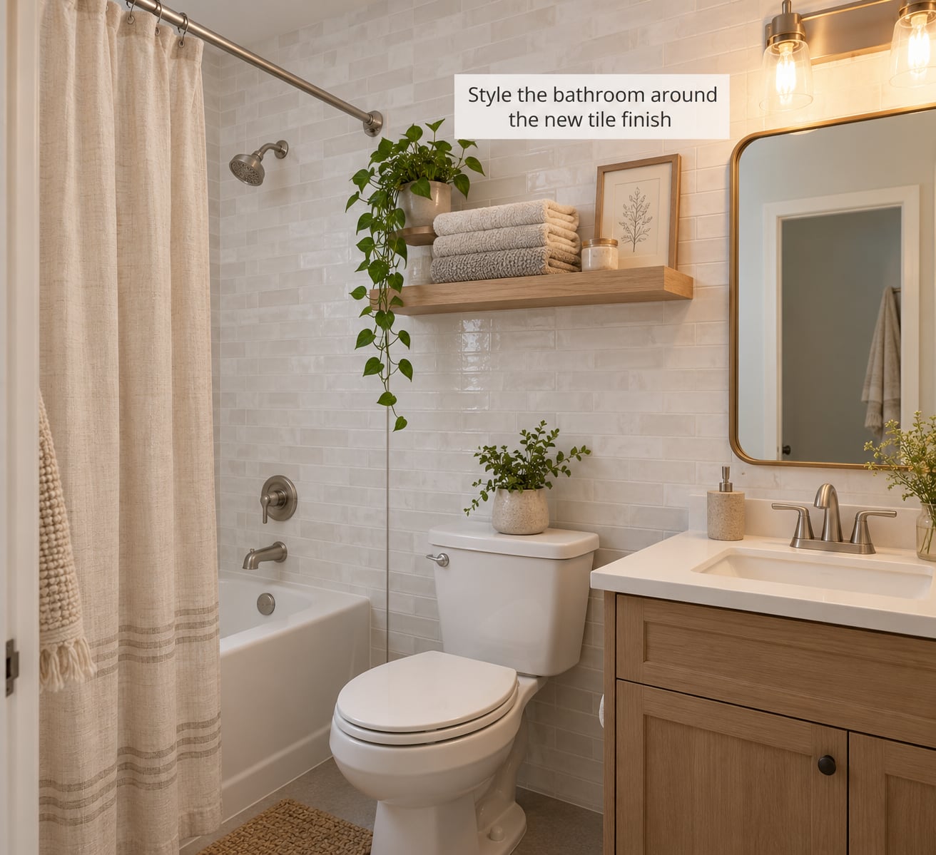 Style the bathroom around the new tile finish