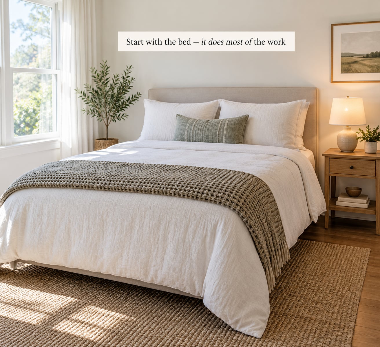 Start with the bed — it does most of the work
