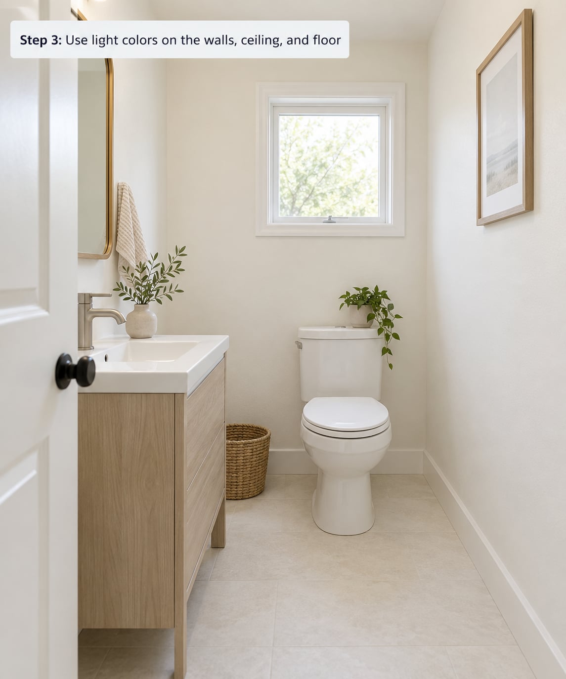 Step 3: Use light colors on the walls, ceiling, and floor