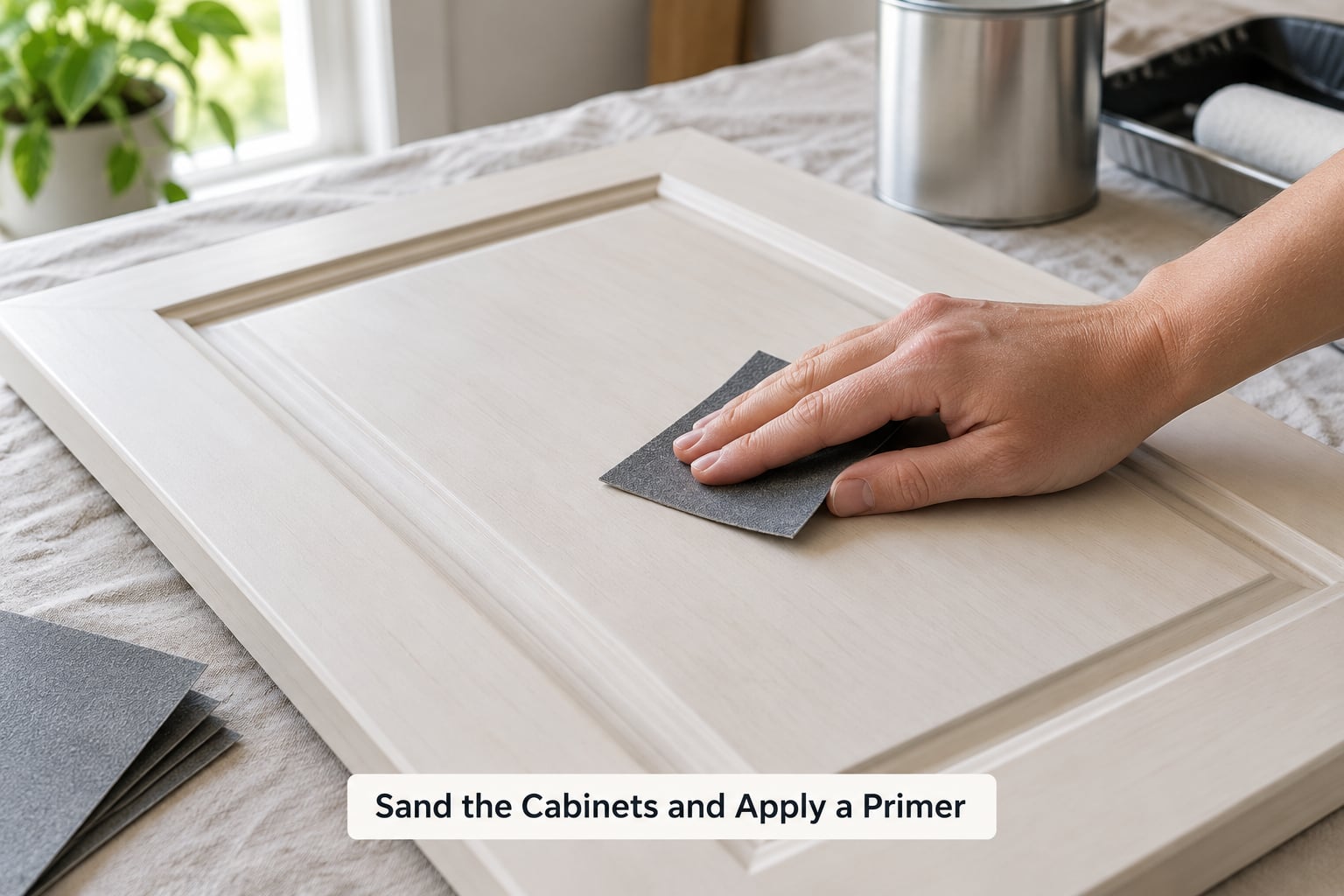 Sand the Cabinets and Apply a Primer