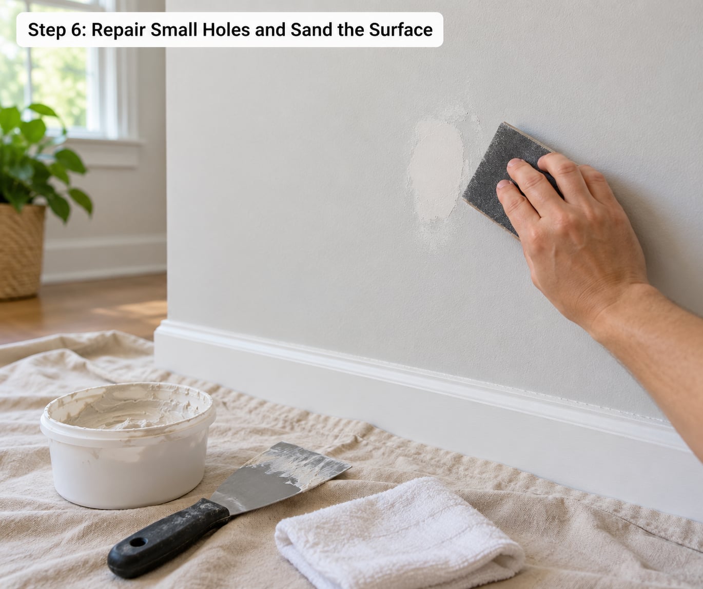 Step 6: Repair Small Holes and Sand the Surface