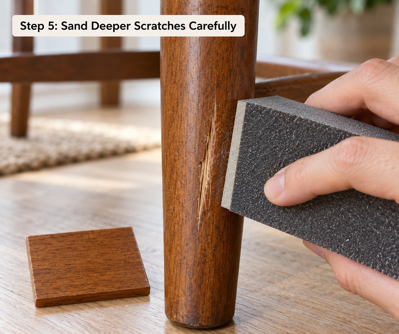 Step 5: Sand Deeper Scratches Carefully