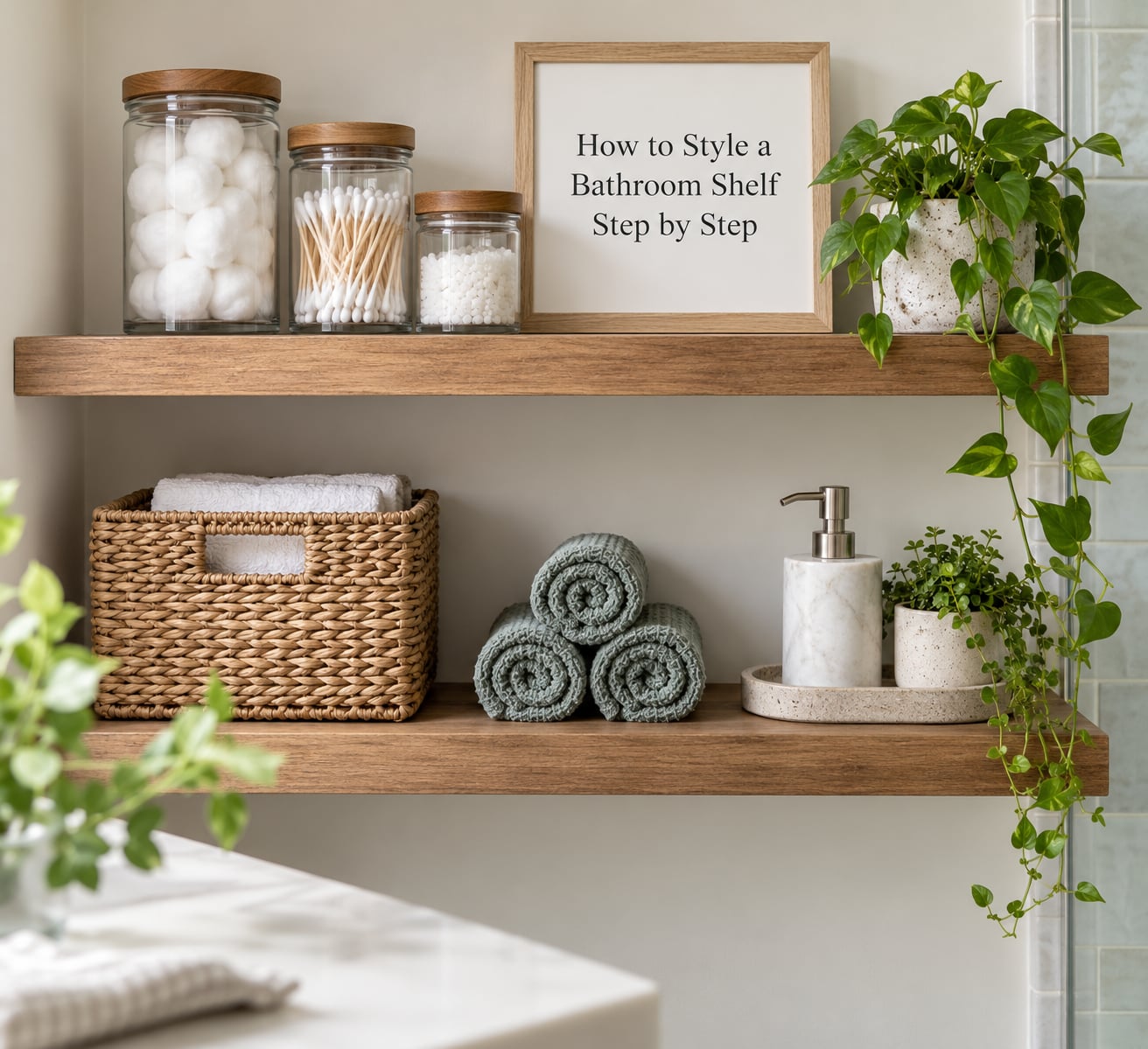 How to Style a Bathroom Shelf Step by Step